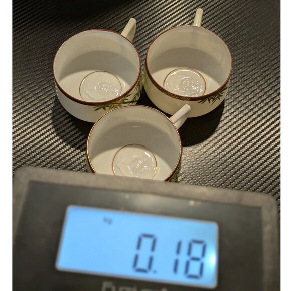 Kutani 3 teacups Bamboo Geisha Bone China Footed Japan - Picture 14 of 14